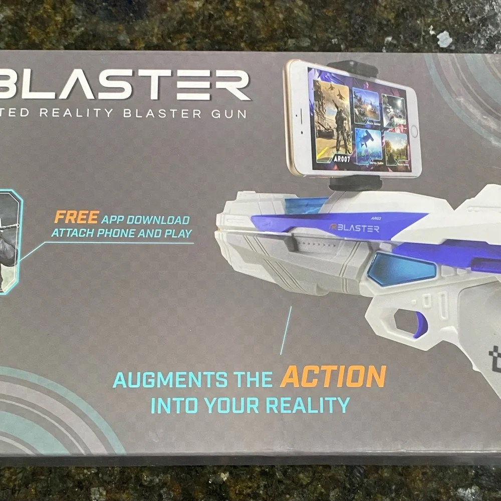 White and Blue Blaster Toy